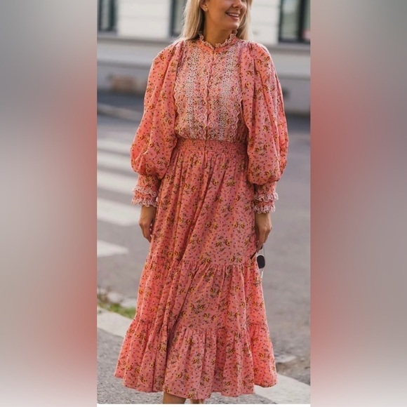 NWT byTiMo Eyelet Long Sleeve Cotton Maxi Dress - Picture 1 of 13